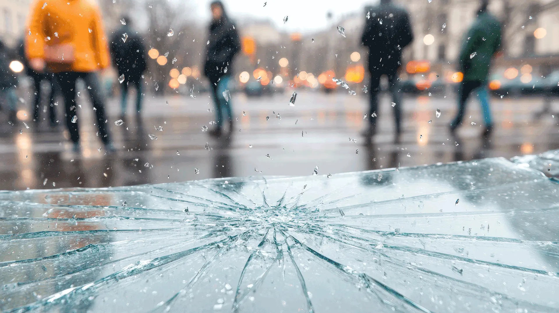 Damaged windshield ready for replacement by Rapid Glass Repair